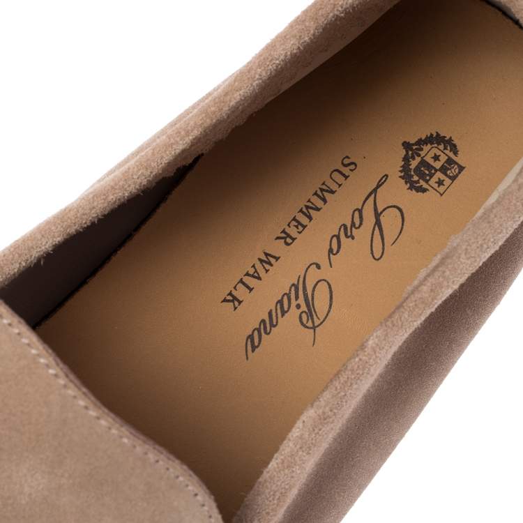 Pre Owned Loro Piana Beige Suede Summer Charms Walk Loafers Size 39