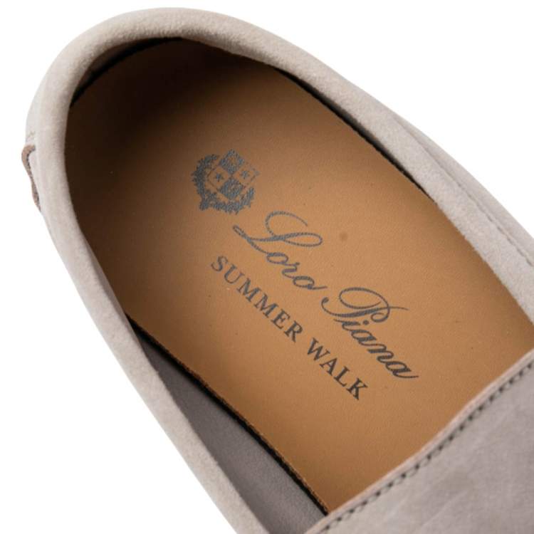 Pre Owned Loro Piana Off White Suede Summer Charms Walk Moccasin Size 36