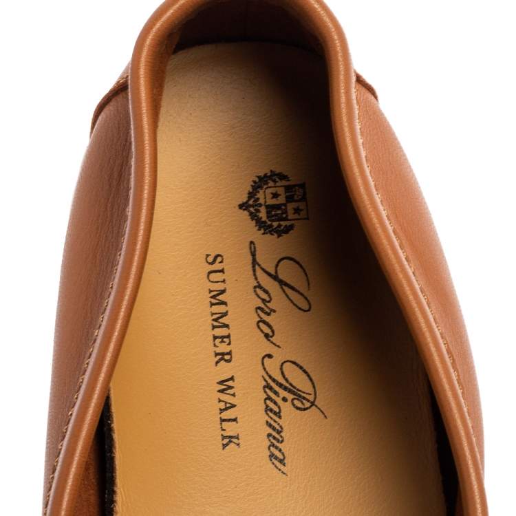 Pre Owned Loro Piana Tan Leather Summer Walk Loafers Size 39