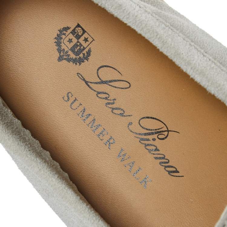 Pre Owned Loro Piana Grey Suede Summer Charms Walk  Loafers Size 38 