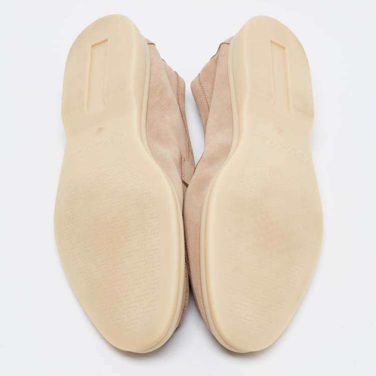 Pre Owned Loro Piana Beige Suede Summer Charms Walk Slip on Loafers Size 40