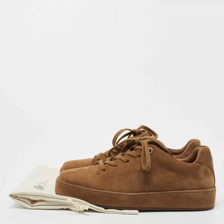 Pre Owned Loro Piana Brown Suede Nuages Low Top Sneakers Size 38.5