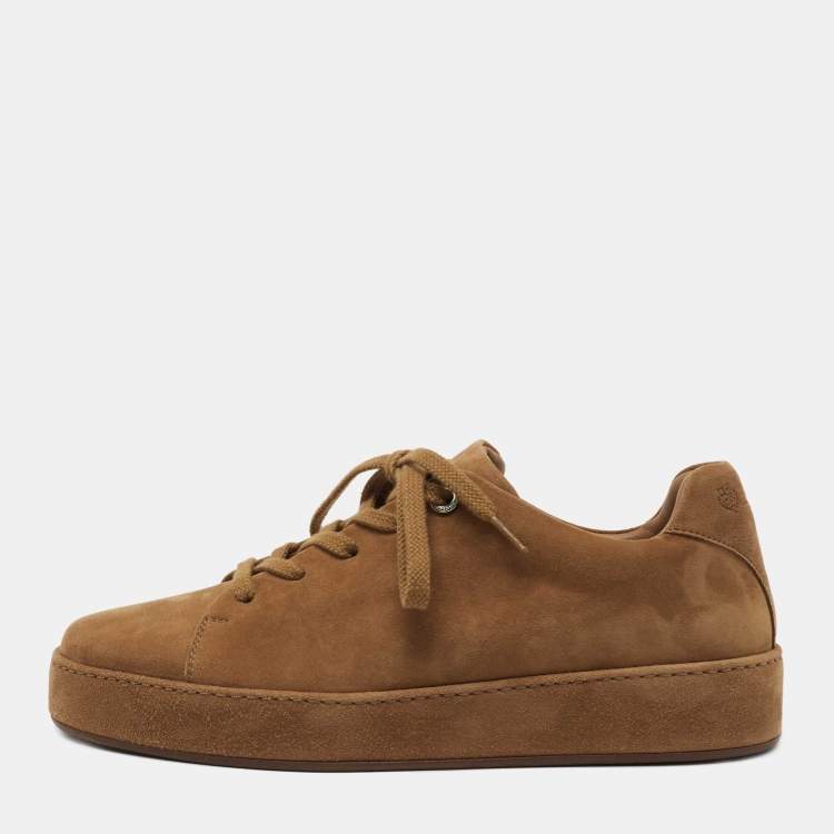 Pre Owned Loro Piana Brown Suede Nuages Low Top Sneakers Size 38.5