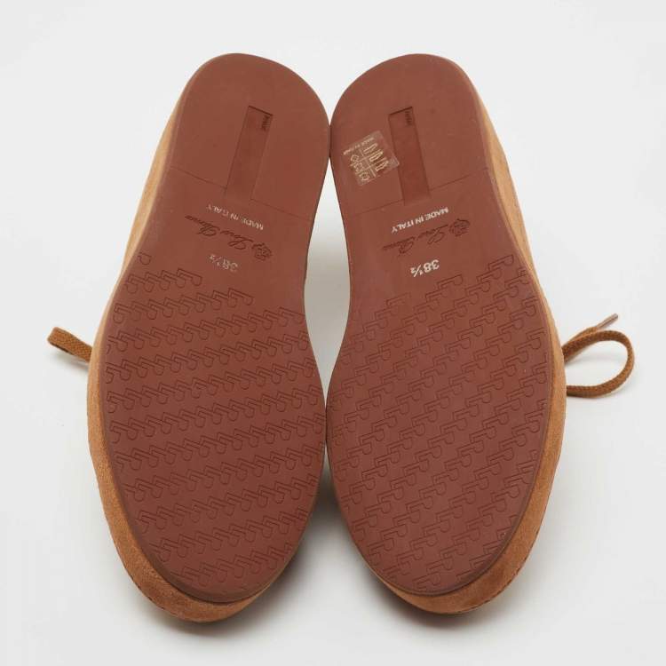 Pre Owned Loro Piana Brown Suede Nuages Low Top Sneakers Size 38.5
