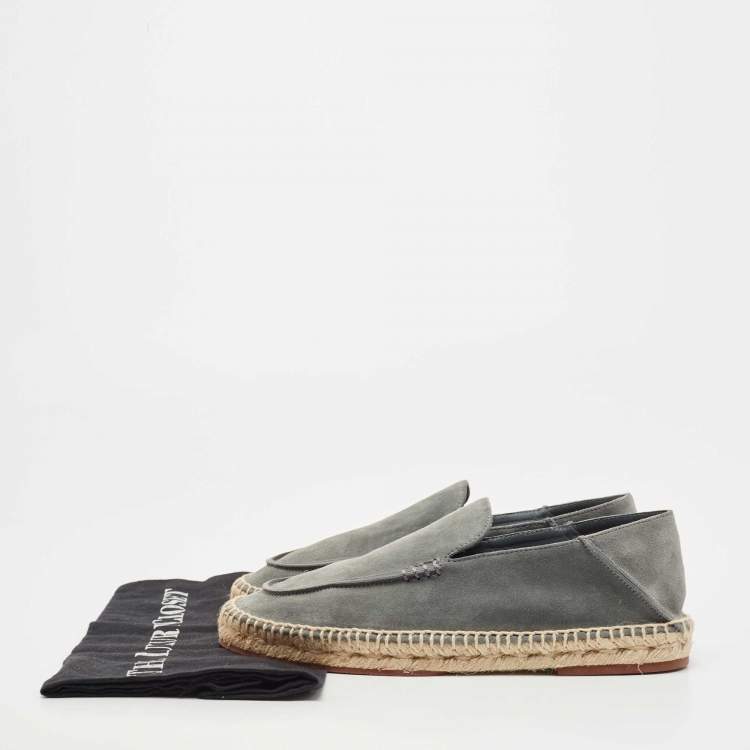 Pre Owned Loro Piana Grey Suede Espadrille Flats Size 39