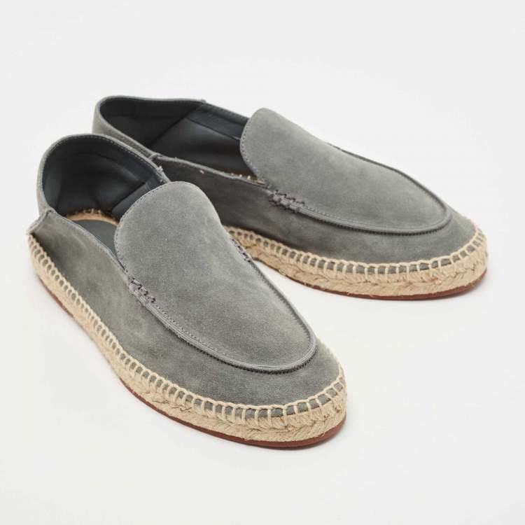 Pre Owned Loro Piana Grey Suede Espadrille Flats Size 39