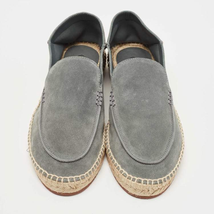 Pre Owned Loro Piana Grey Suede Espadrille Flats Size 39