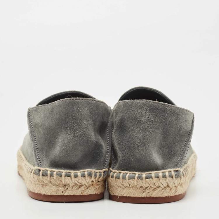 Pre Owned Loro Piana Grey Suede Espadrille Flats Size 39