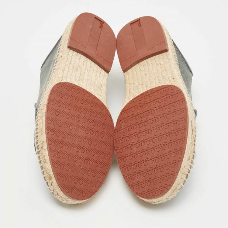 Pre Owned Loro Piana Grey Suede Espadrille Flats Size 39