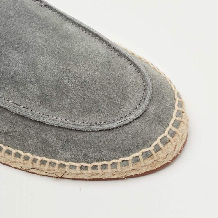 Pre Owned Loro Piana Grey Suede Espadrille Flats Size 39