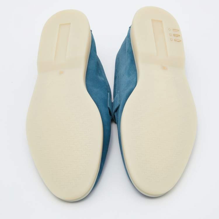 Pre Owned Loro Piana Blue Suede Summer Charms Walk Loafers Size 40