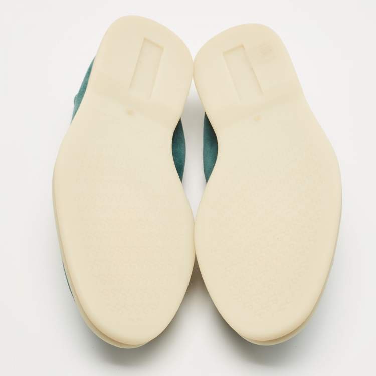 Pre Owned Loro Piana Teal Suede Summer Charms Walk Loafers Size 38