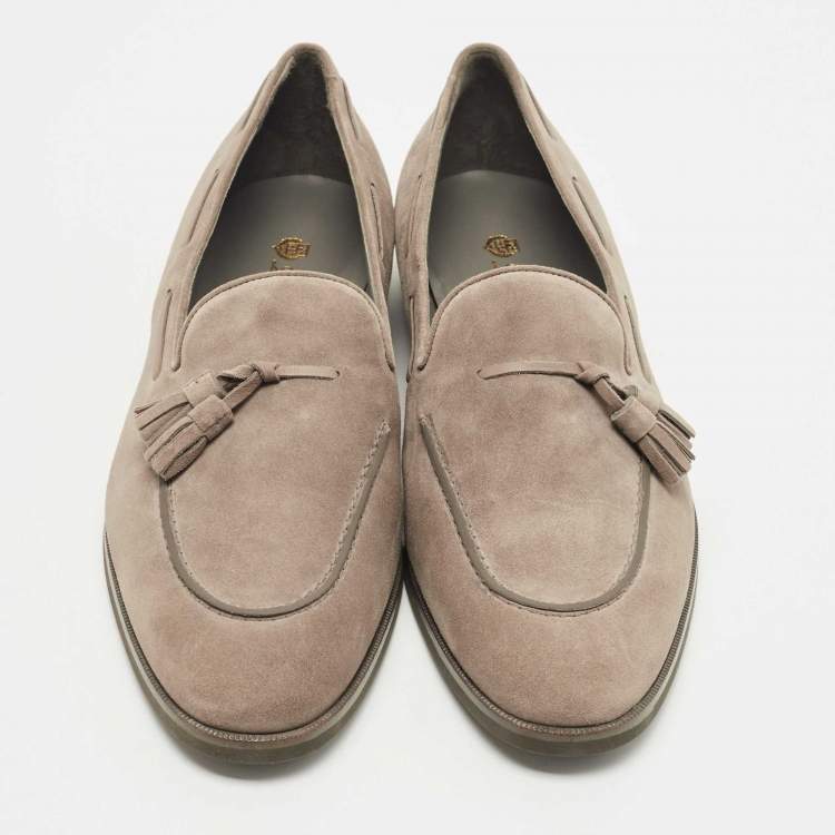 Pre Owned Loro Piana Grey Suede Slip On Loafers Size 41