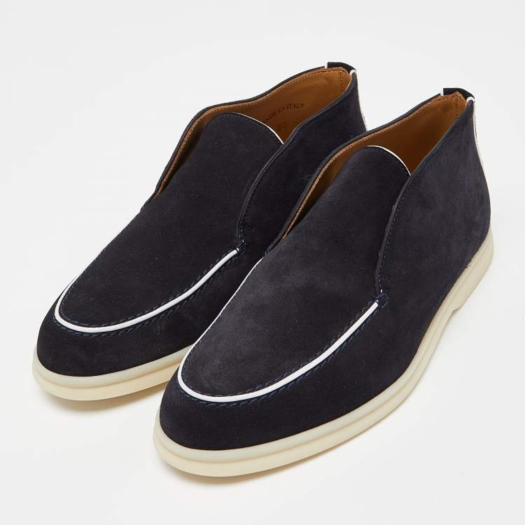 Pre Owned Loro Piana Black/White Suede Open Walk Boots Size 38
