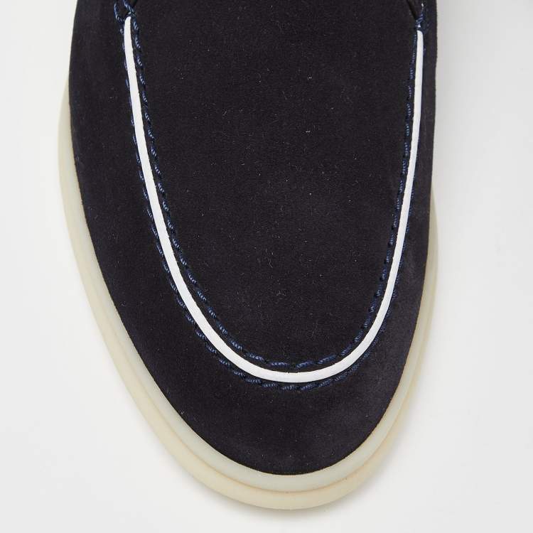Pre Owned Loro Piana Black/White Suede Open Walk Boots Size 38