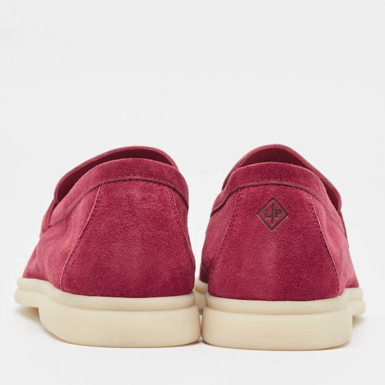 Pre Owned Loro Piana Burgundy Suede Summer Charms Walk Loafers Size 37