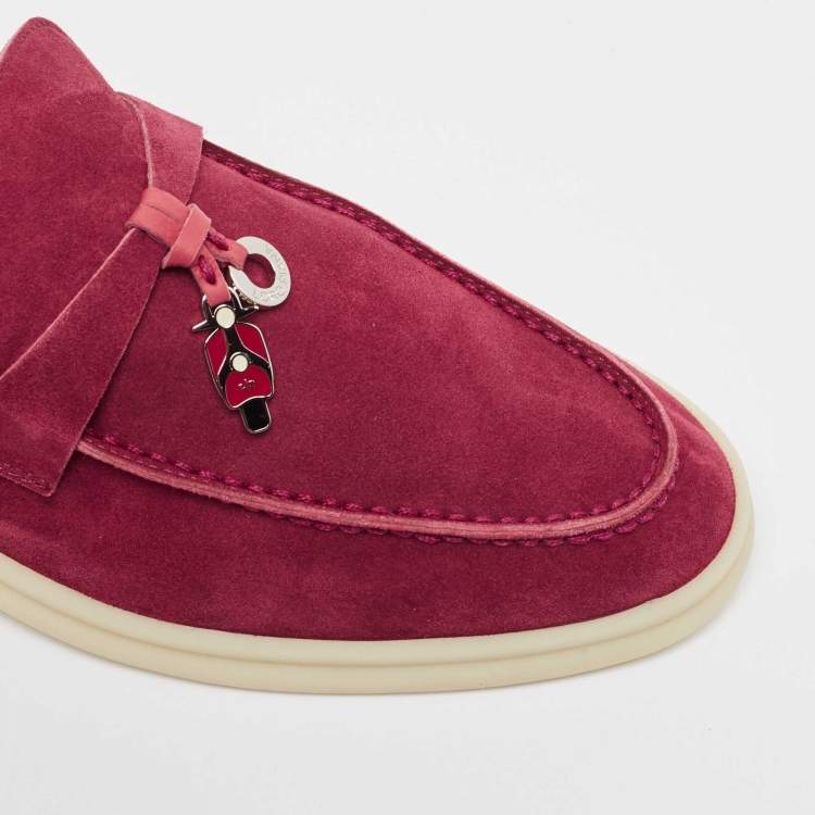 Pre Owned Loro Piana Burgundy Suede Summer Charms Walk Loafers Size 37
