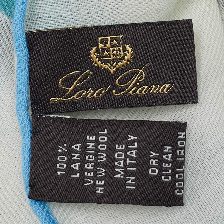 Pre Owned Loro Piana Ivory/Blue Floral Print Iris Wool Scarf