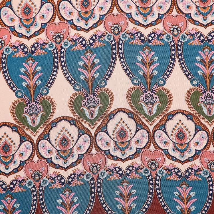 Pre Owned Loro Piana Pink Romantic Panarea Foulard Silk Square Scarf