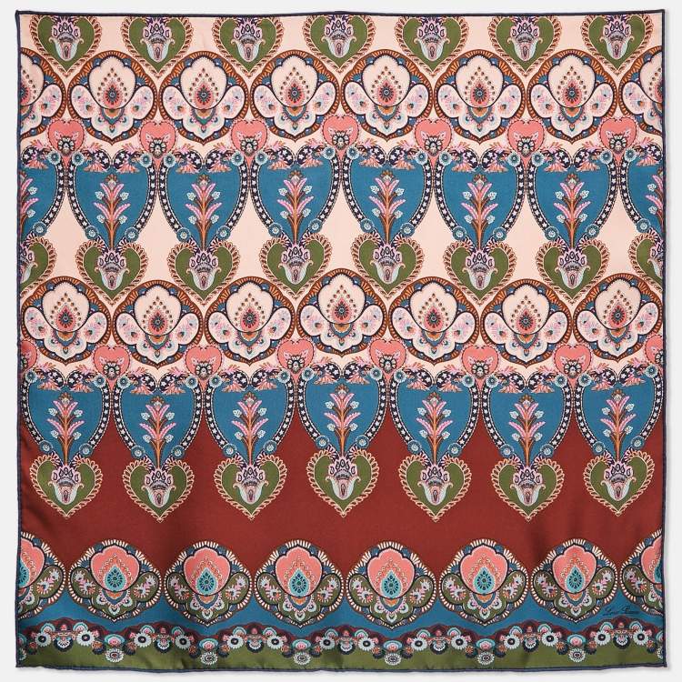 Pre Owned Loro Piana Pink Romantic Panarea Foulard Silk Square Scarf