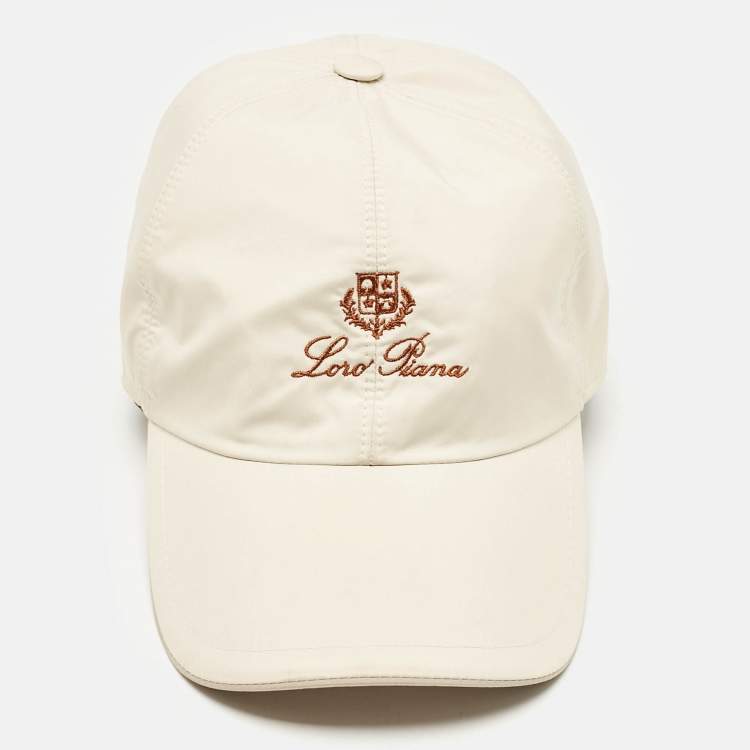 Pre Owned Loro Piano Cream Logo Embroidered Storm System Baseball Cap M 