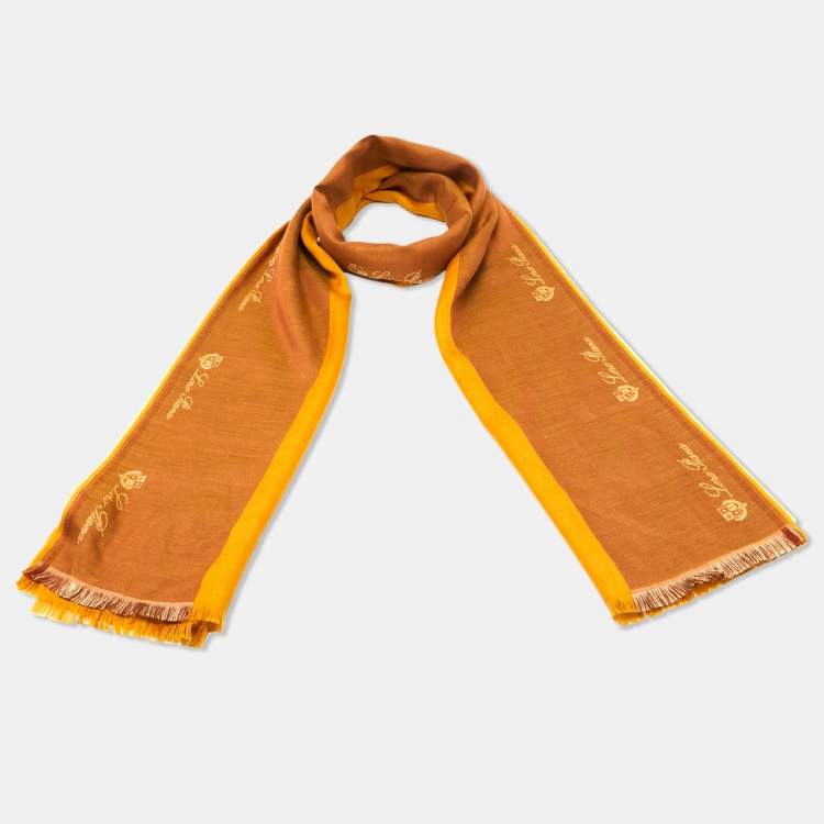 Pre Owned Loro Piana Mustard Yellow Cashmere Silk Scarf