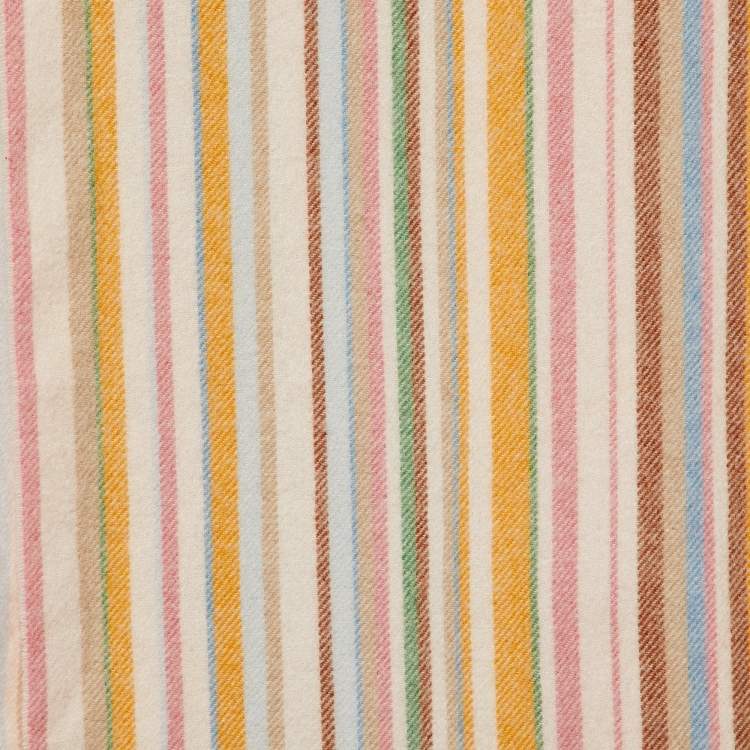 Pre Owned Loro Piana Pink Multicolor Striped Cashmere Scarf