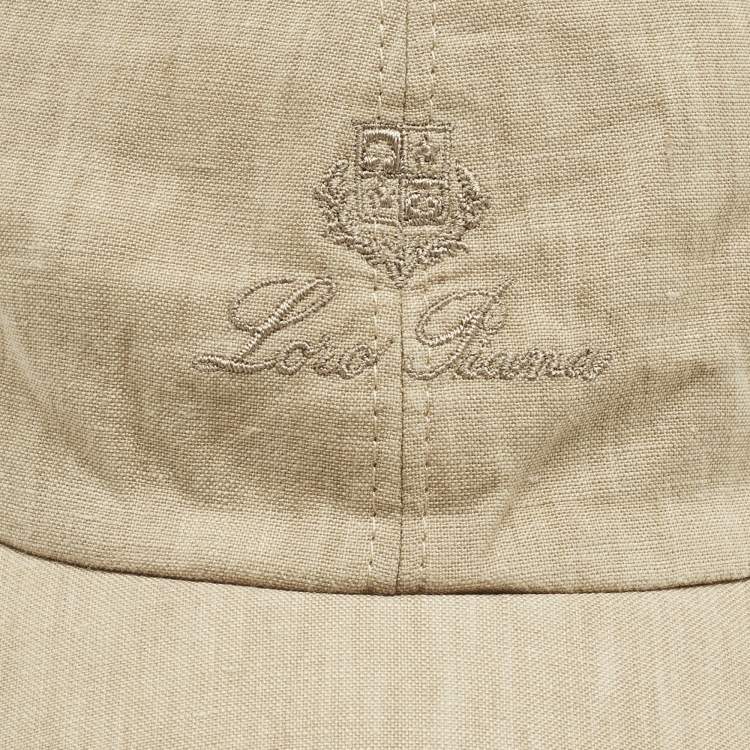 Pre Owned Loro Piano Beige Logo Embroidered Linen Baseball Cap M 