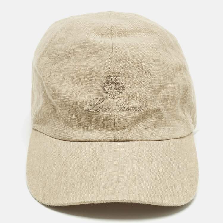Pre Owned Loro Piano Beige Logo Embroidered Linen Baseball Cap M 