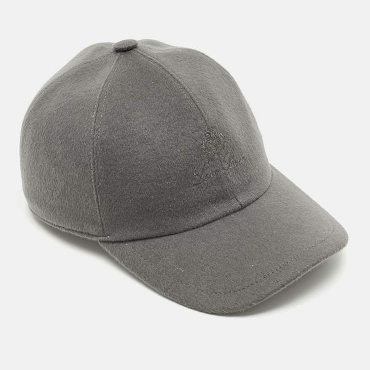 Pre Owned Loro Piana Grey Cashmere Storm System Baseball Cap S