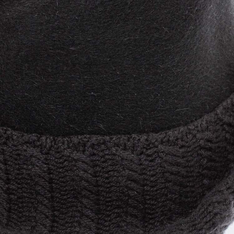 Pre Owned Loro Piana Charcoal Grey Rabbit Fur & Cashmere Knit Trim Fedora Hat Size S