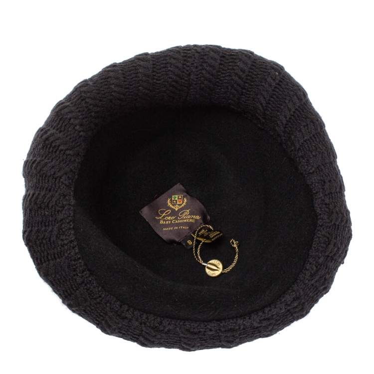 Pre Owned Loro Piana Charcoal Grey Rabbit Fur & Cashmere Knit Trim Fedora Hat Size S