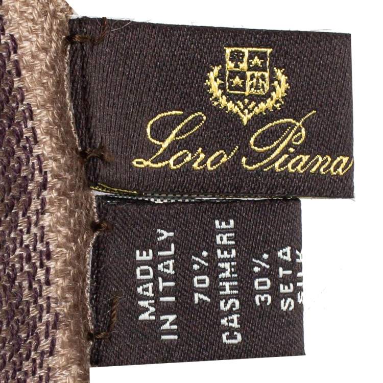 Pre Owned Loro Piana Purple & Brown Striped Cashmere Silk Stole