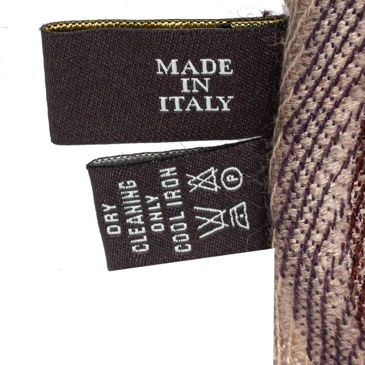 Pre Owned Loro Piana Purple & Brown Striped Cashmere Silk Stole