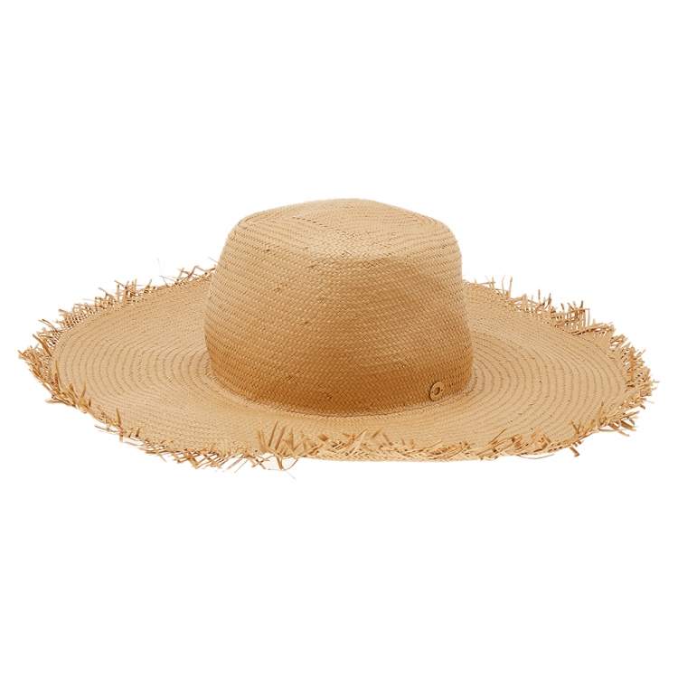 Pre Owned Loro Piana Sand Brown Textile Paper Brigitte Hat 
