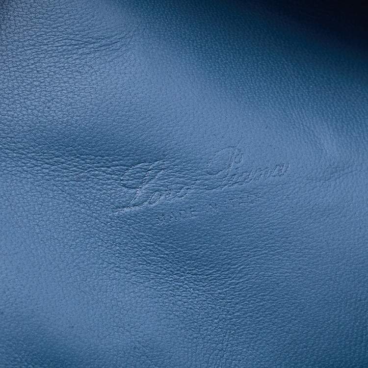 Pre Owned Loro Piana Blue Ostrich Zip Pouch