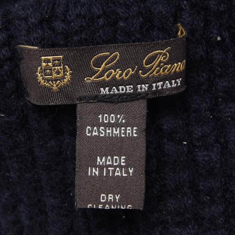 Pre Owned Loro Piana Dark Blue Chunky Knit Cashmere Beanie