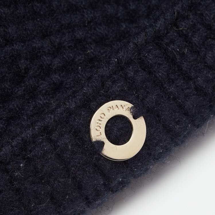 Pre Owned Loro Piana Dark Blue Chunky Knit Cashmere Beanie