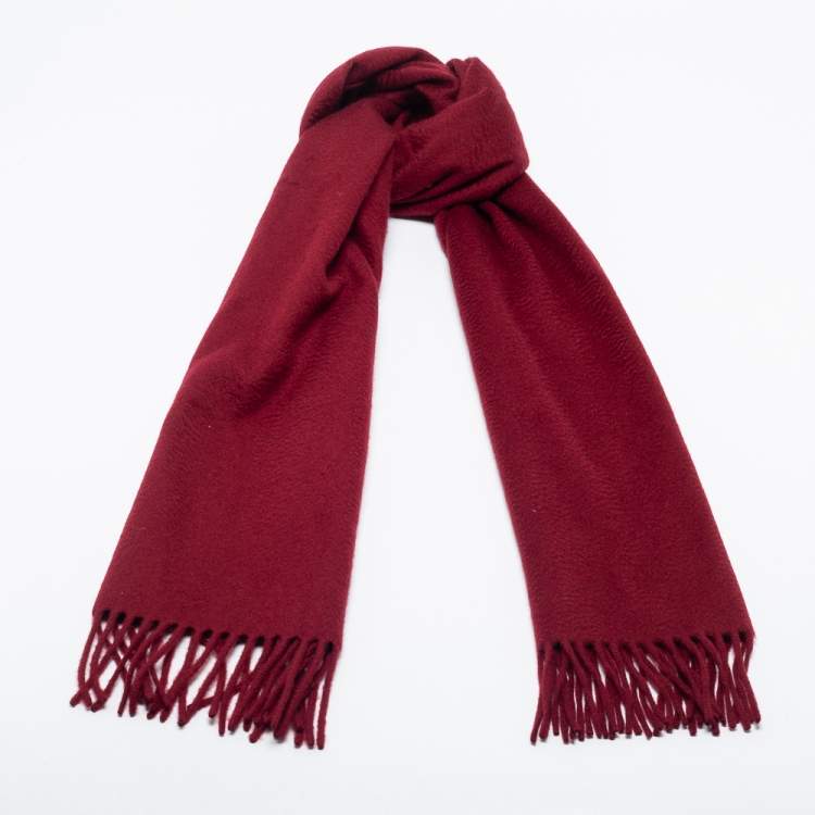 مملوكة مسبقًا Loro Piana Dark Red Cashmere Grande Unita Muffler 