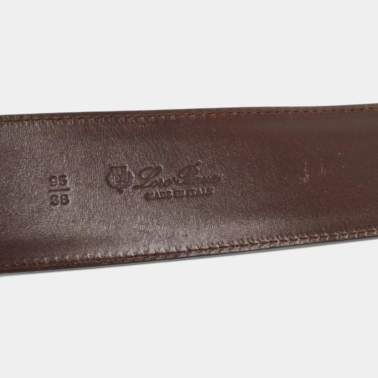 Pre Owned Loro Piana Brown Leather Buckle Belt 95CM