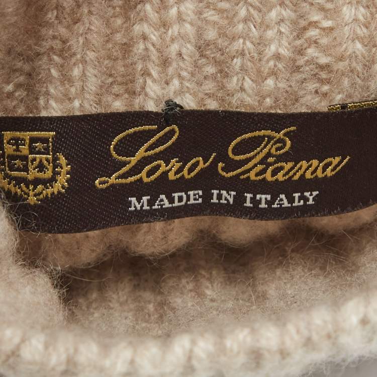 Pre Owned Loro Piana Beige Cashmere and Mink Gloves S