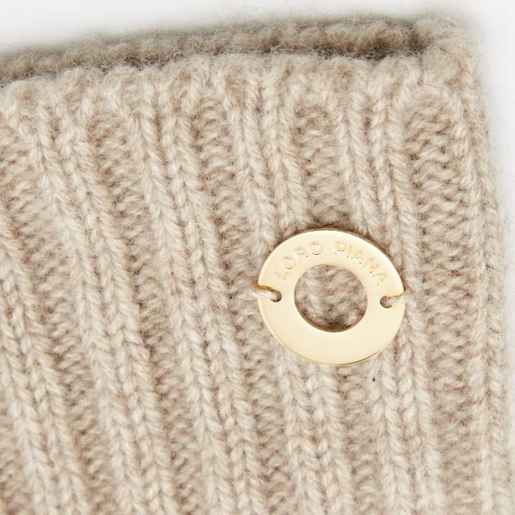 Pre Owned Loro Piana Beige Cashmere and Mink Gloves S