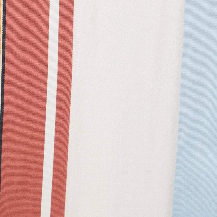 Pre Owned Loro Piana Pale Pink Striped Cashmere & Silk Shawl