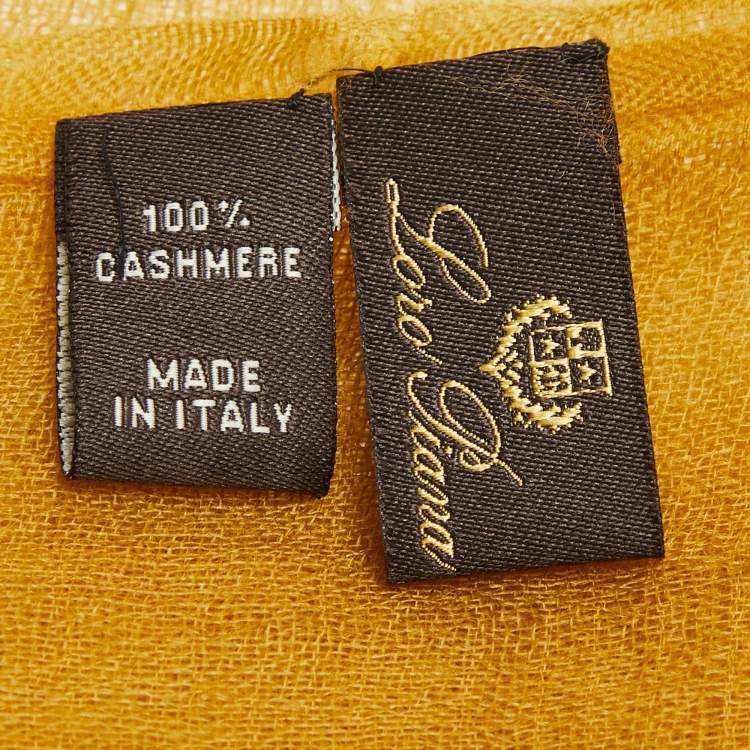 Pre Owned Loro Piana Yellow Ochre Cashmere Silk Scarf