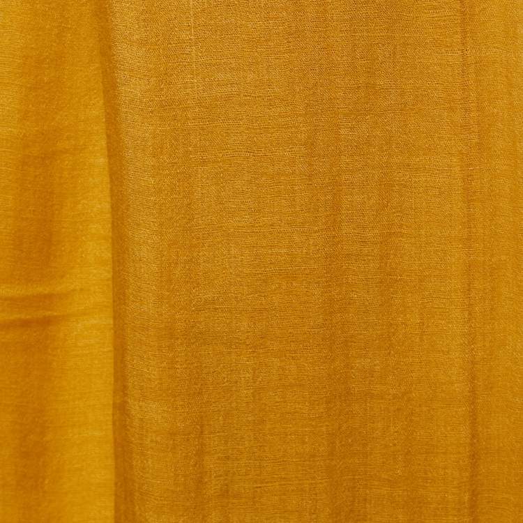 Pre Owned Loro Piana Yellow Ochre Cashmere Silk Scarf