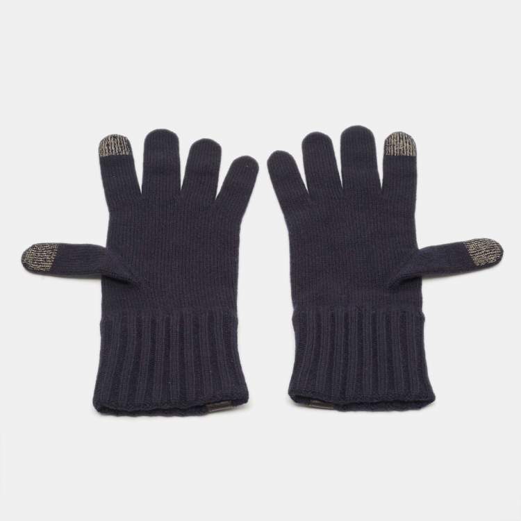 Pre Owned Loro Piana Navy Blue Cashmere Adler Gloves M