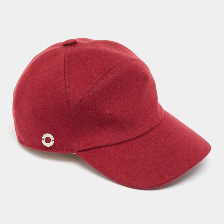 Pre Owned Loro Piana Red Cashmere Storm System Baseball Cap S