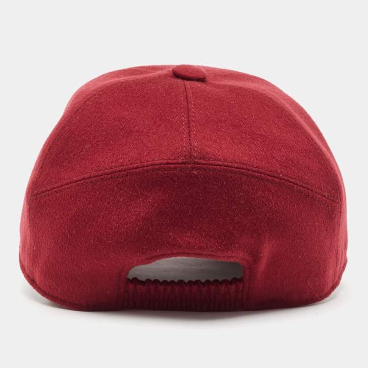 Pre Owned Loro Piana Red Cashmere Storm System Baseball Cap S