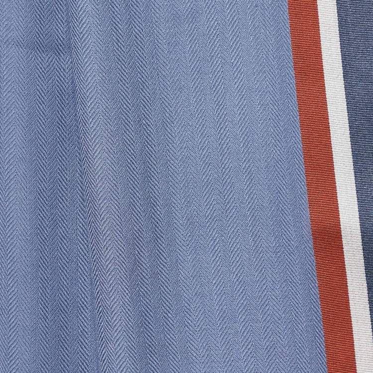 Pre Owned Loro Piana Midnight Blue Striped Cashmere & Silk Stole