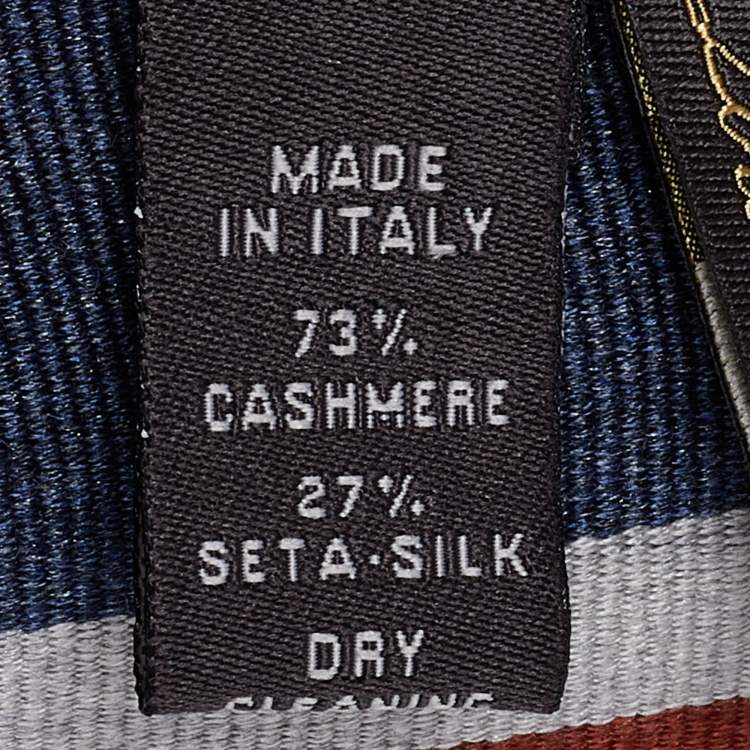 Pre Owned Loro Piana Midnight Blue Striped Cashmere & Silk Stole